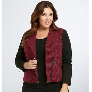 Torrid CHECKERED PRINT MOTO JACKET